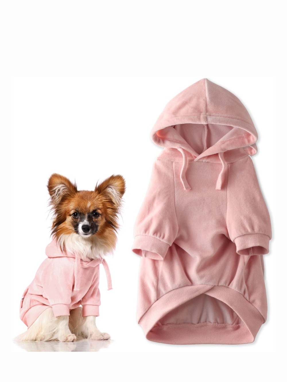 NWT Pet Passion Cooper II - The Velour Solid Dog Hoodie, Pink, XX-Small